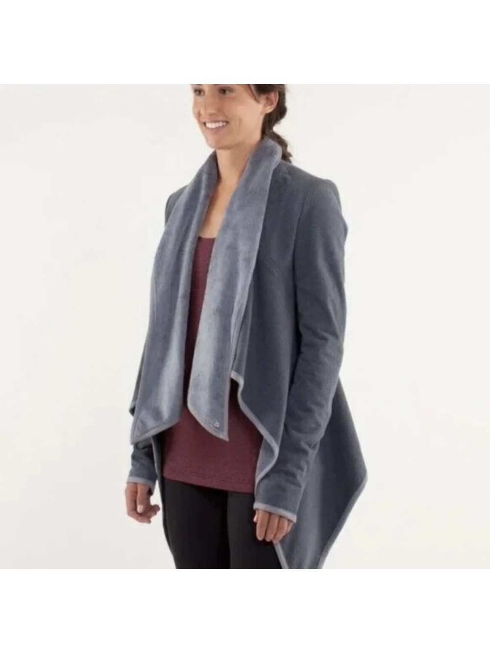 lululemon athletica Draped Open-Front Cardigan in Gray